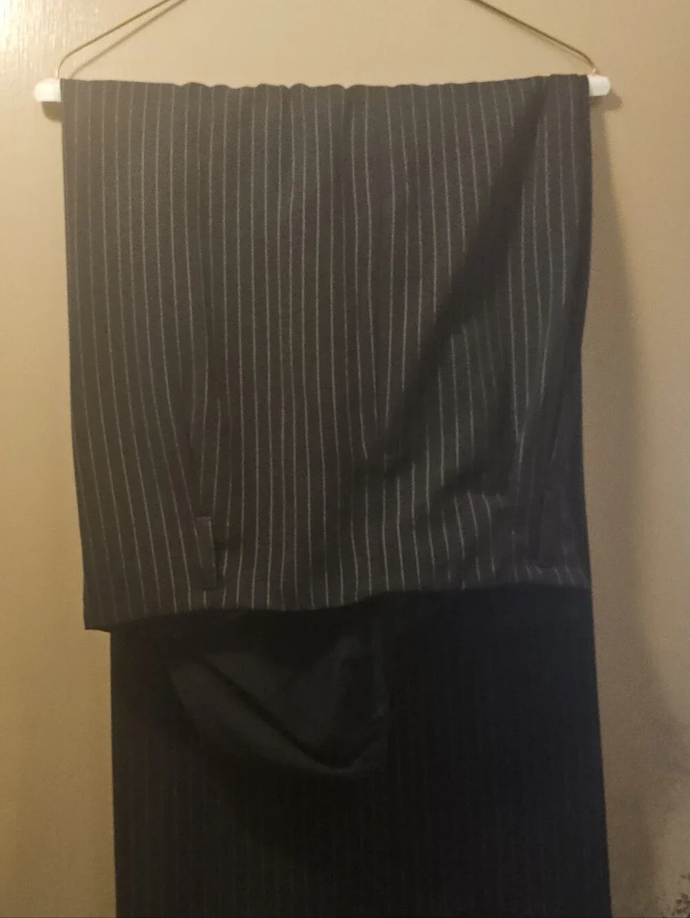 Womens  Pinstripe Suit Pants - Black with White Pinstripes